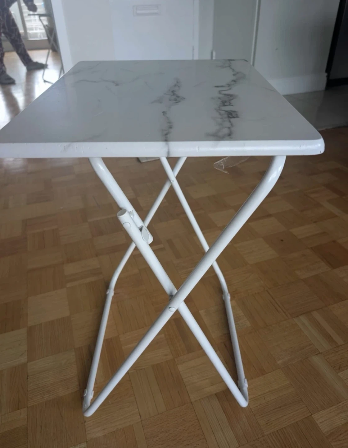 White Marble TV Tray Table