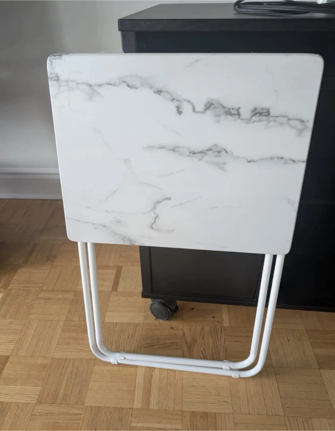 White Marble TV Tray Table - photo 2