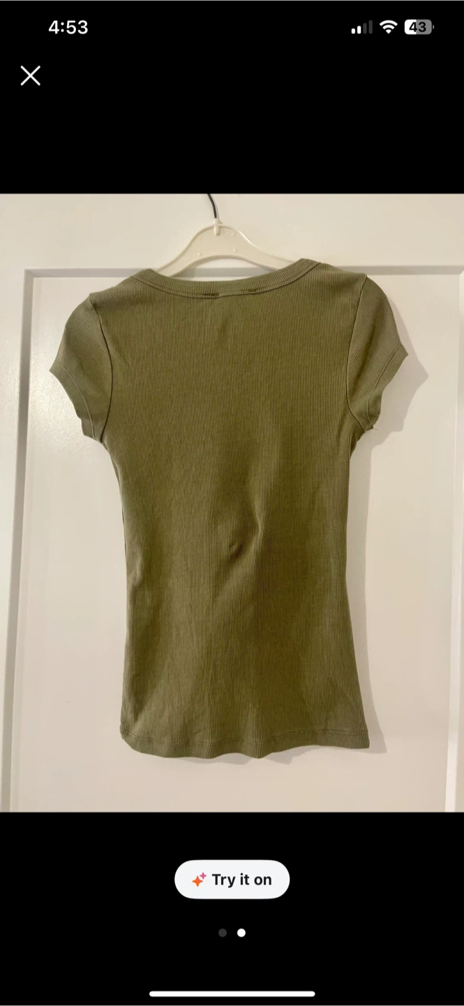 Olive Green Scoop Neck T-Shirt - photo 2
