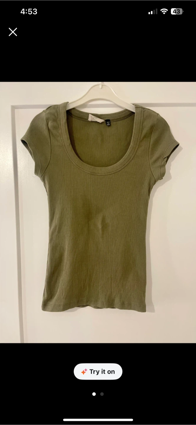 Olive Green Scoop Neck T-Shirt
