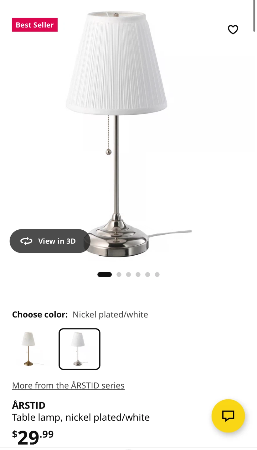 IKEA ÅRSTID Table Lamp - Nickel plated/white