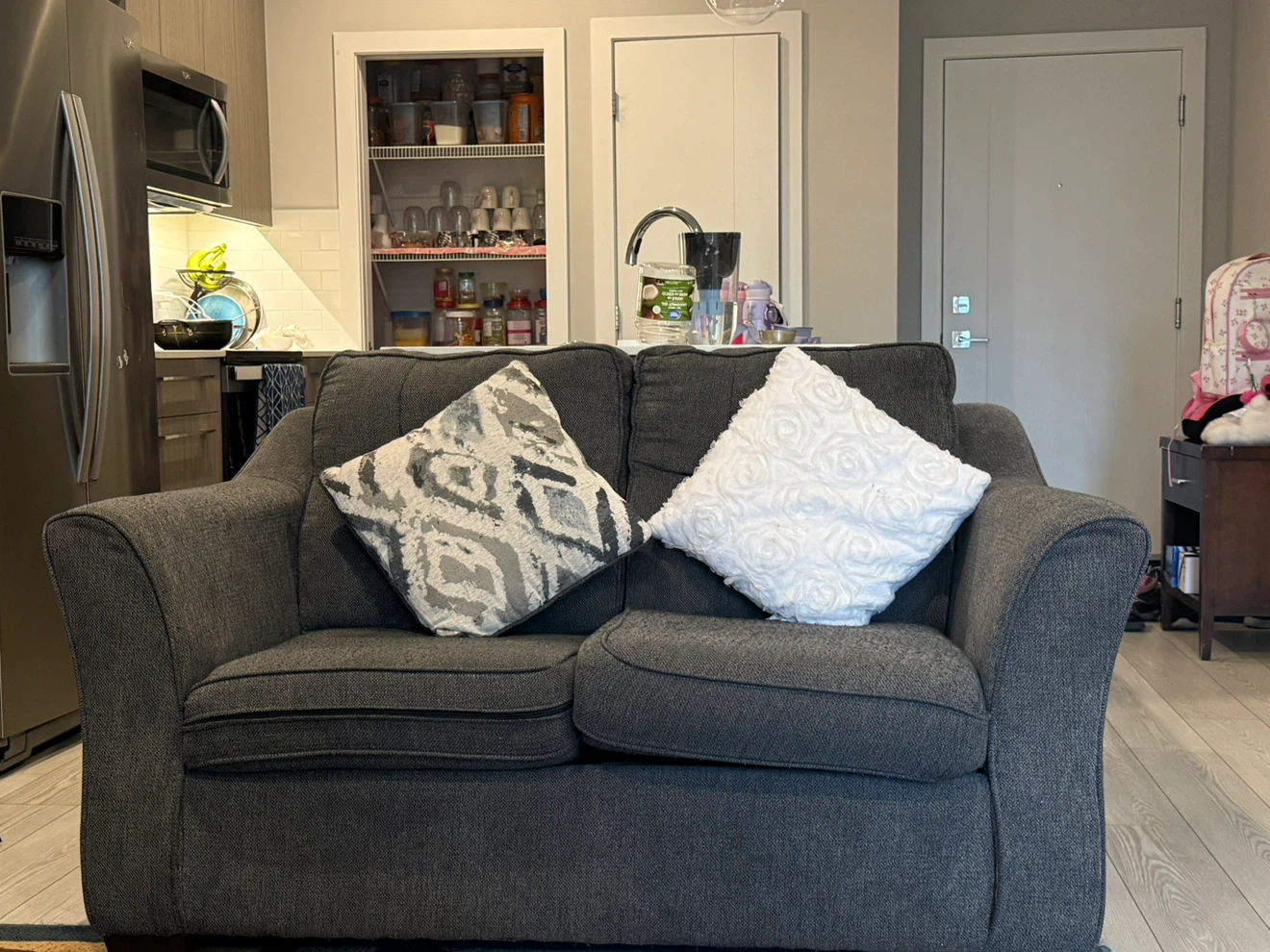 Dark Grey Sofa with Accent Pillows - photo 2