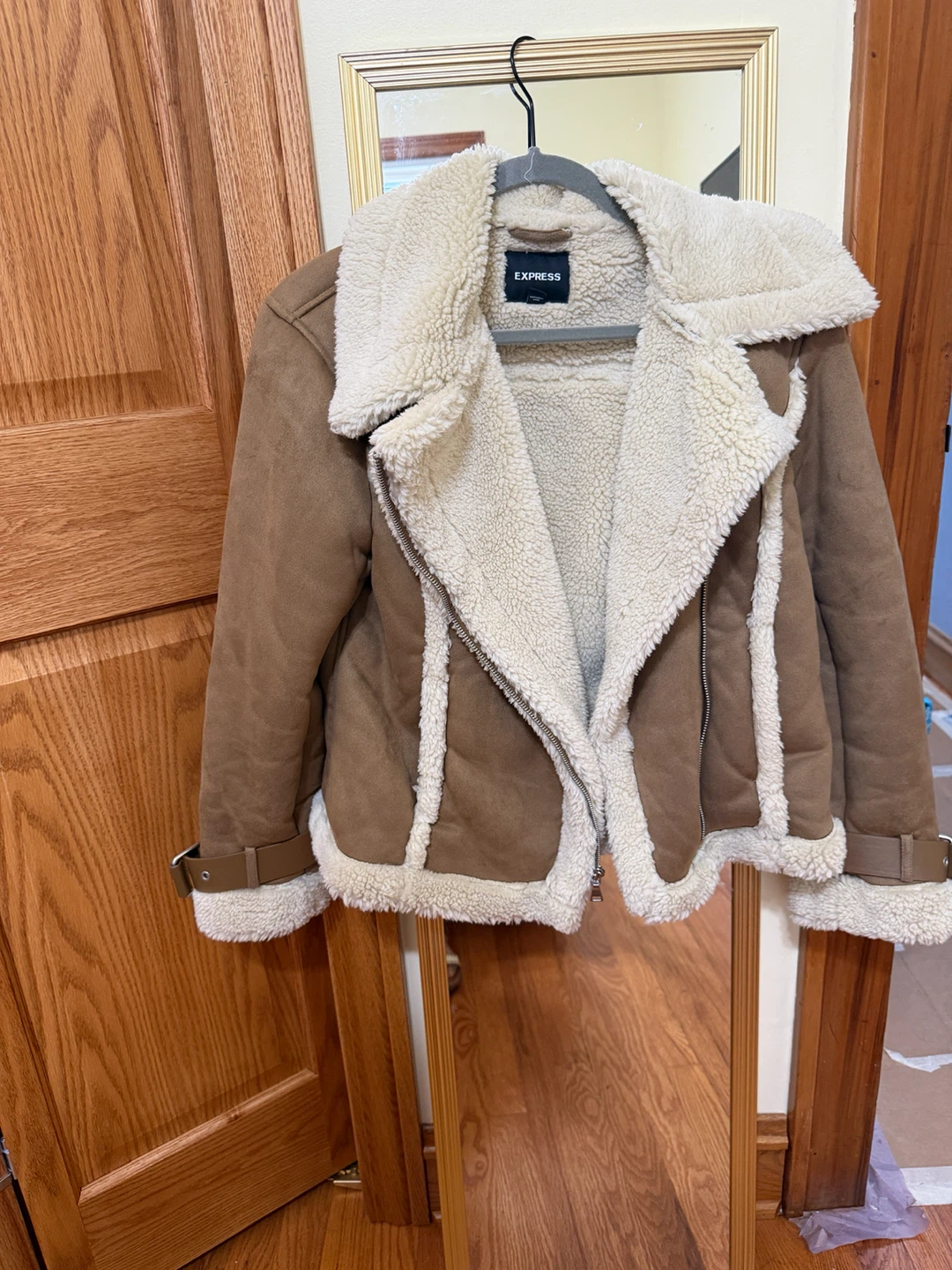 Express Women's Brown Faux Suede Sherpa Lined Jacket Size S