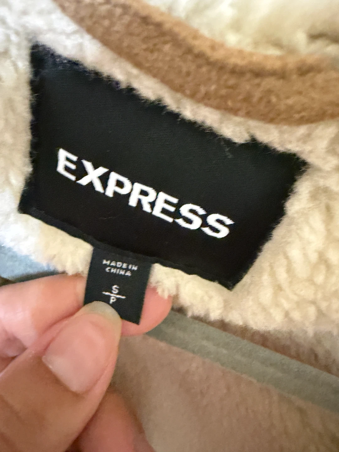 Express Women's Brown Faux Suede Sherpa Lined Jacket Size S - photo 2