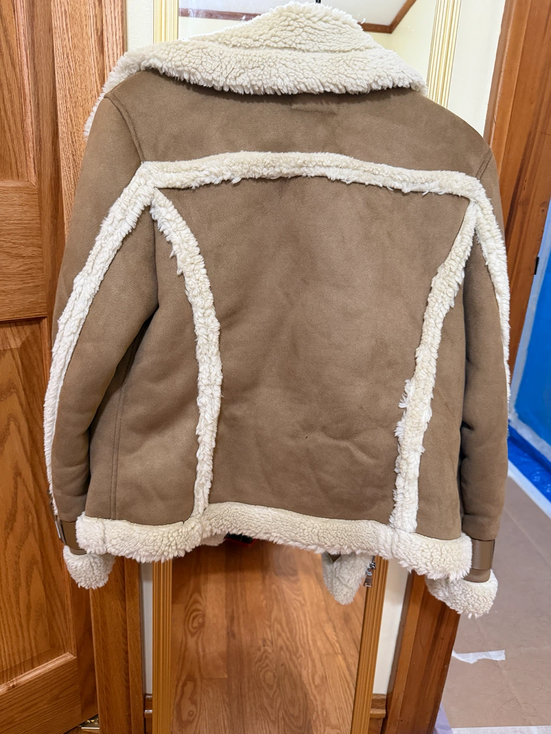 Express Women's Brown Faux Suede Sherpa Lined Jacket Size S - photo 4