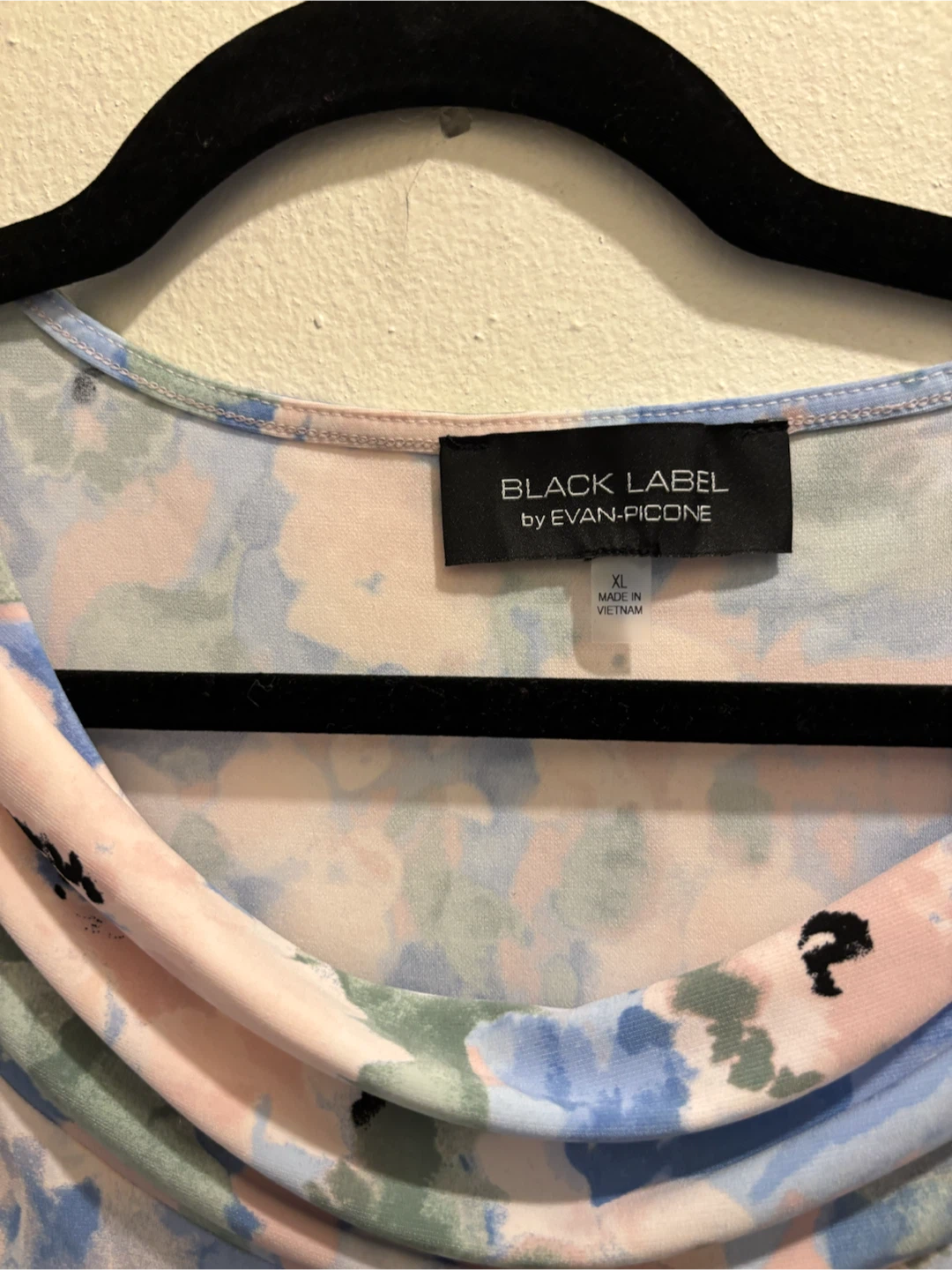 NEW-XL Black Label by Evan-Picone Floral Print Cowl Neck Top - photo 2