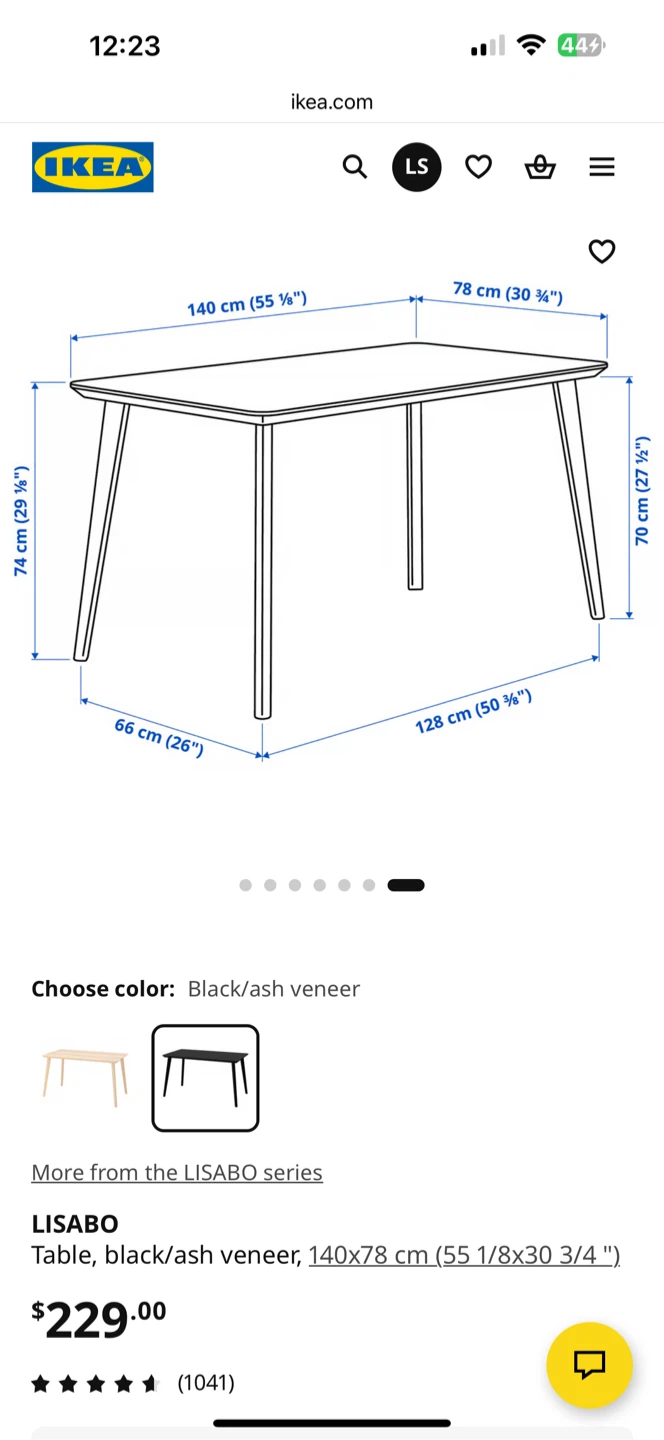 IKEA LISABO Table, Black/ash veneer - photo 2