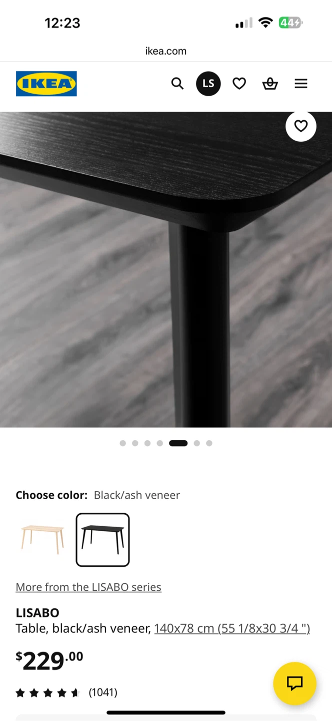 IKEA LISABO Table, Black/ash veneer - photo 4