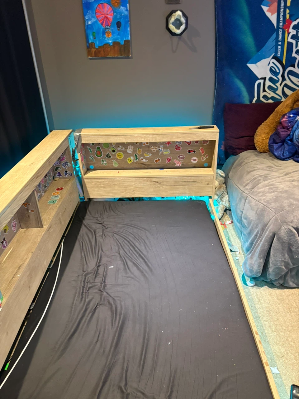 Twin Bed Frame with Built-in Shelving and LED Lights - photo 3