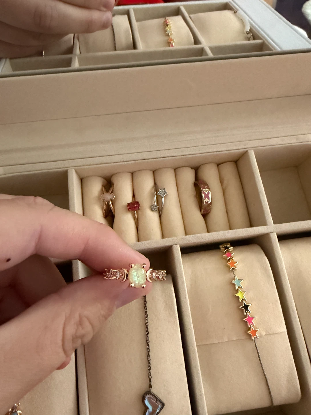 Rose Gold Ring with Opal and Diamonds. SEND OFFERS