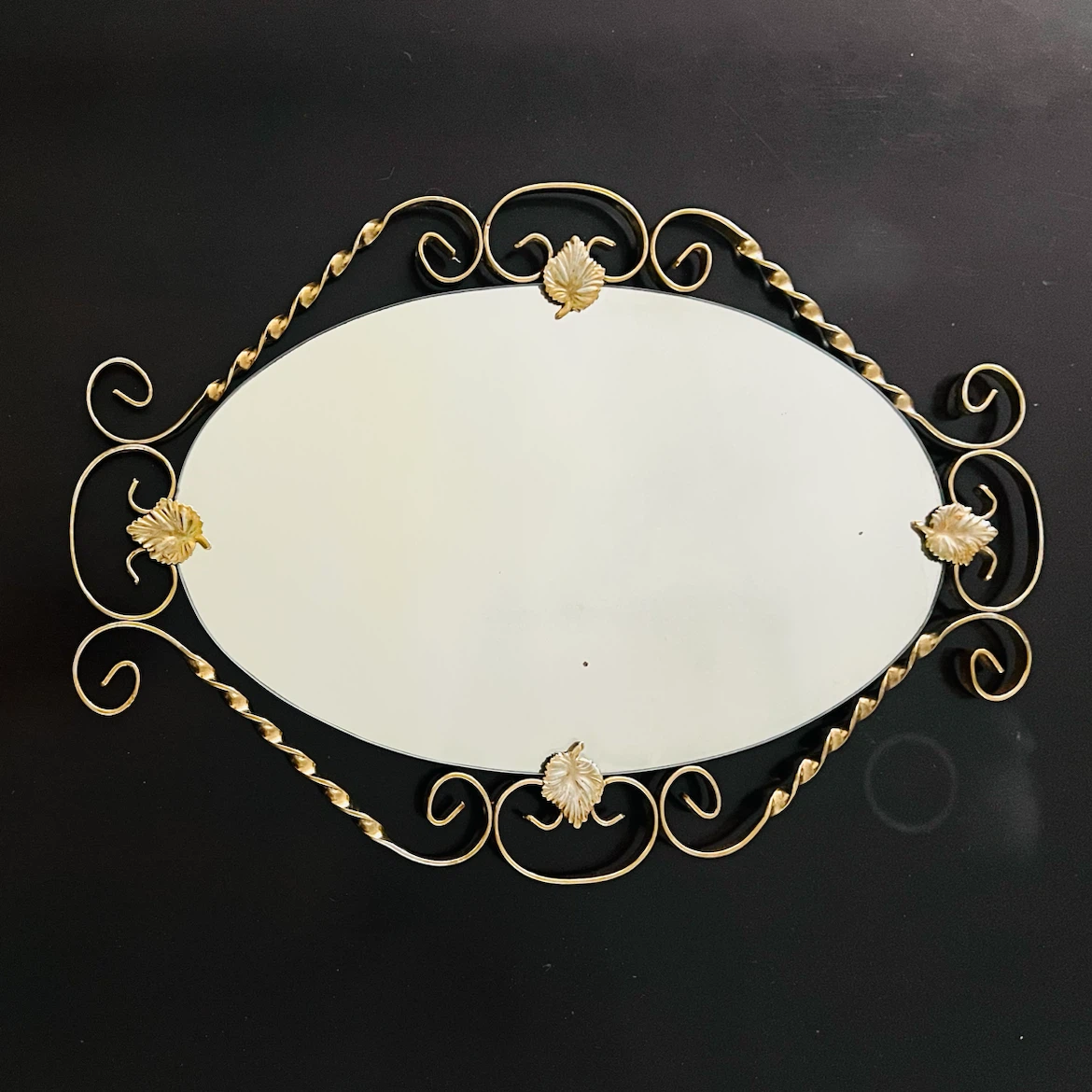 Vintage Unique Abbott of England Oval Mirror with Ornate Twisted