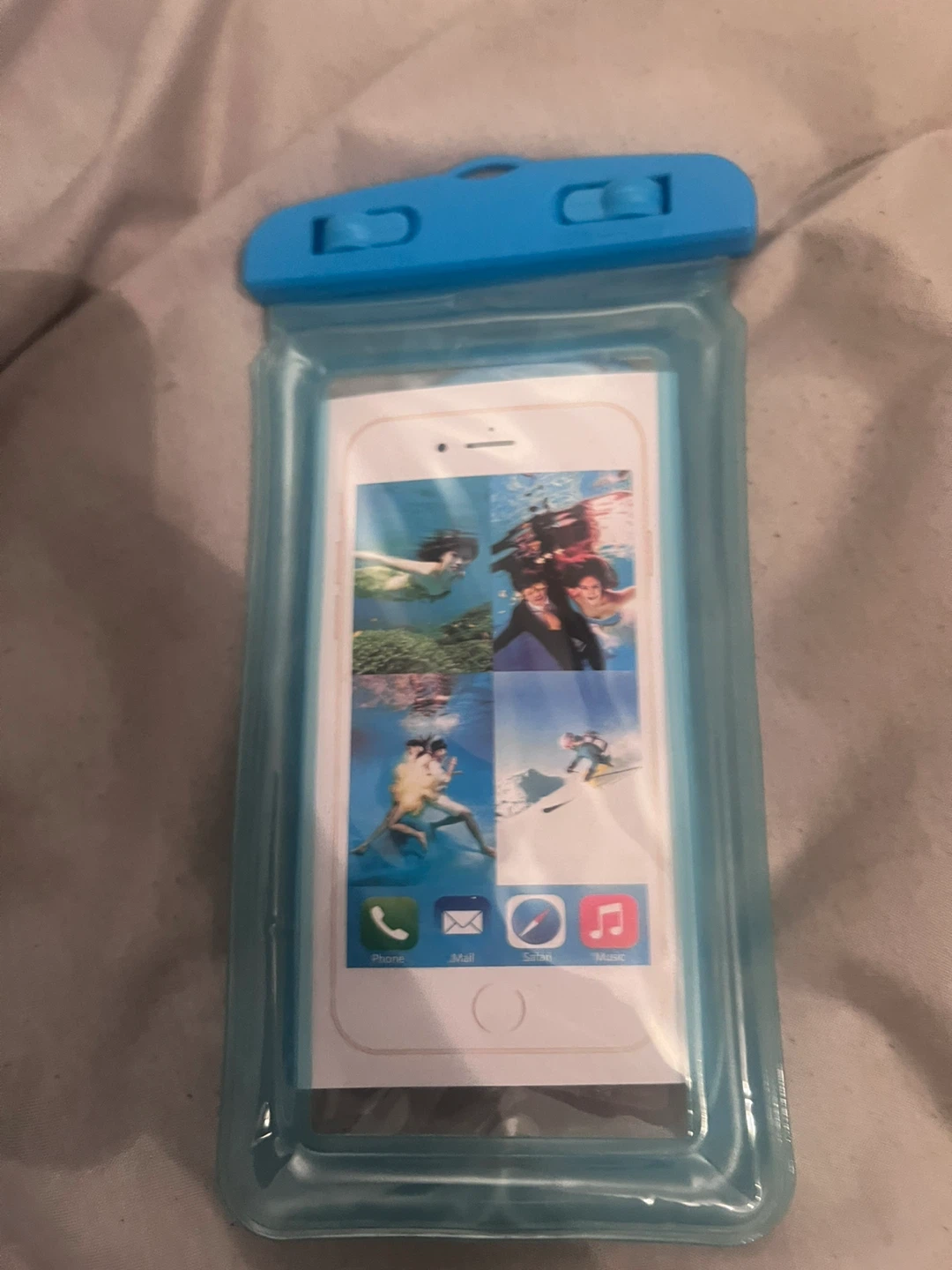 Blue Waterproof Pouch with Lanyard