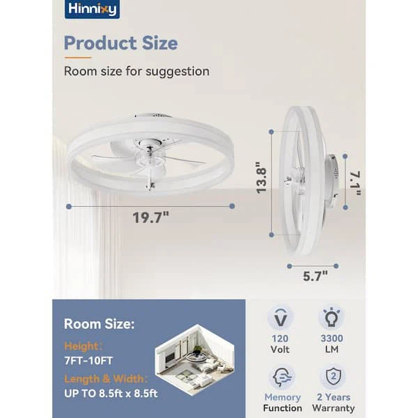 Indoor Matte White Flush Mount Ceiling Fan - photo 4