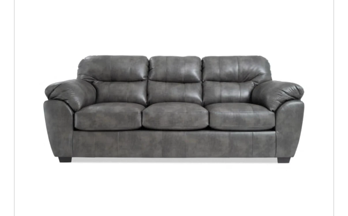 New Gray Faux Leather 3-Seater Sofa