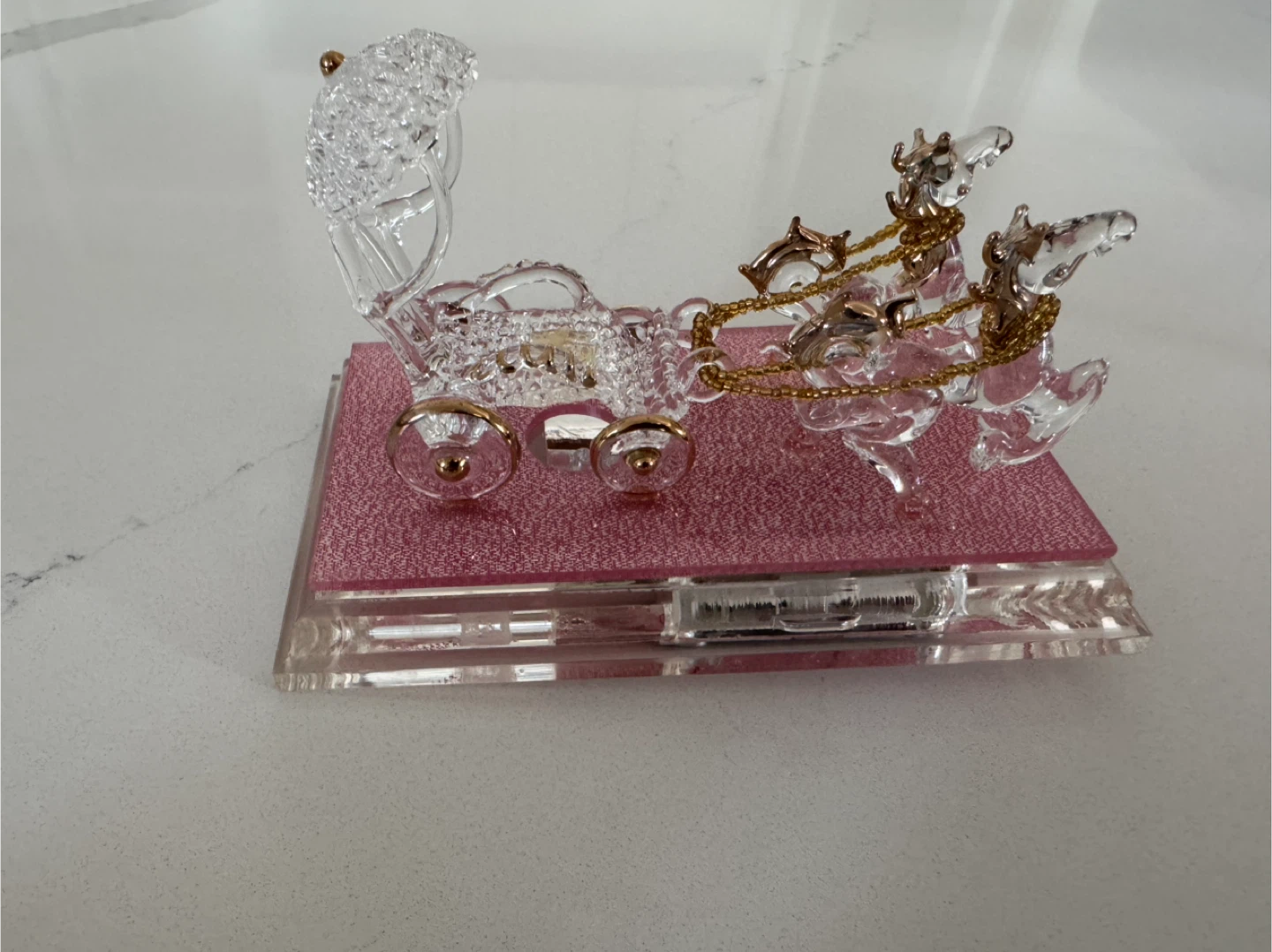 Vintage handmade Glass Horse and Cart Figurine - photo 3