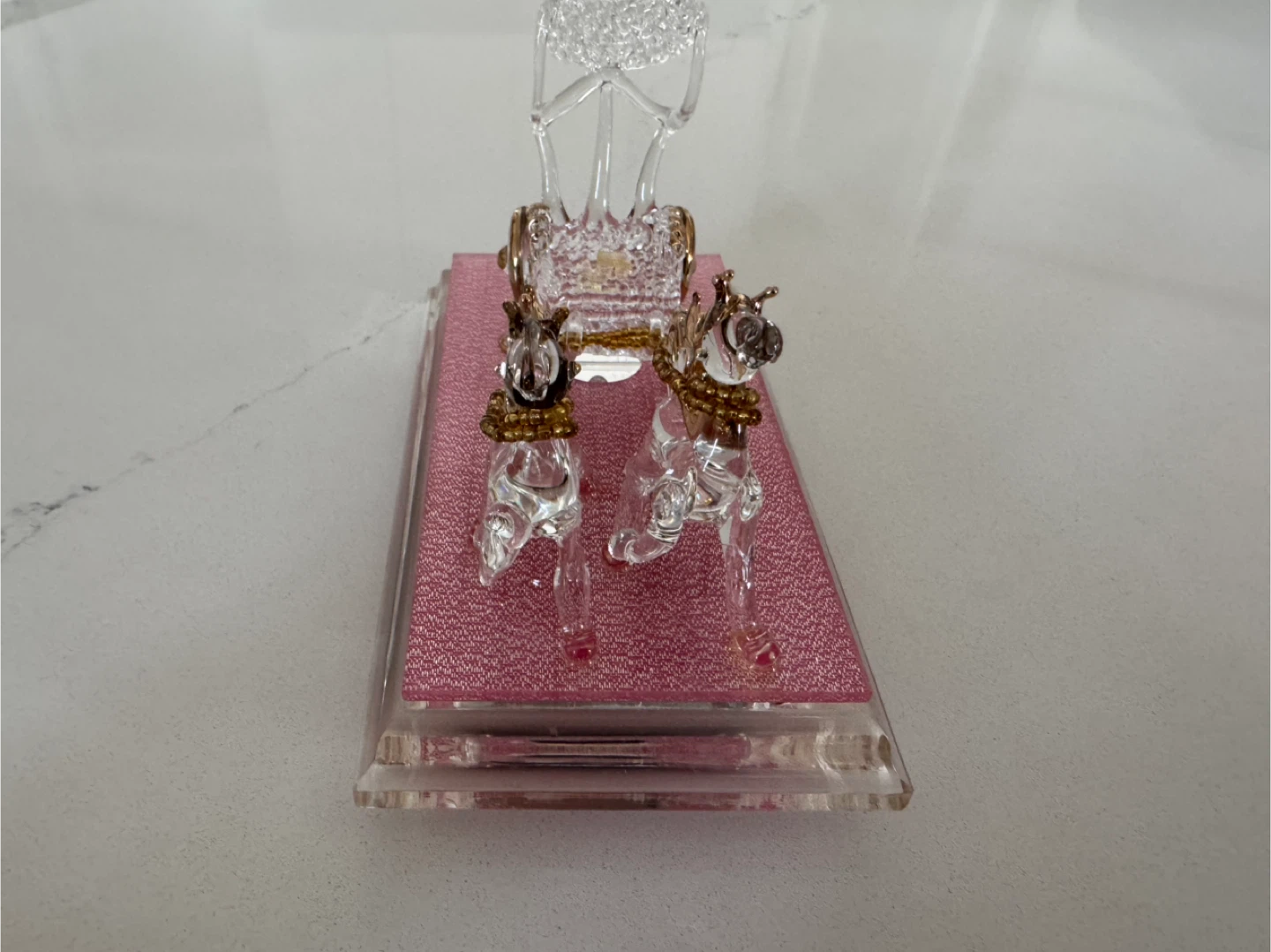 Vintage handmade Glass Horse and Cart Figurine - photo 2