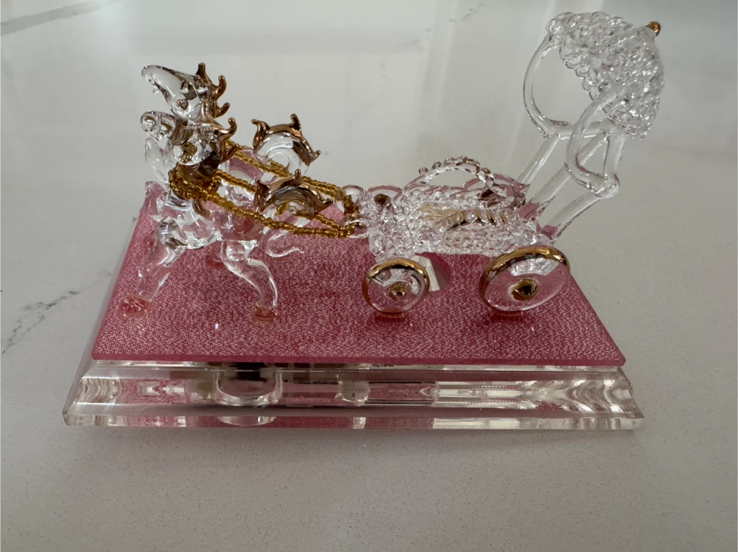 Vintage handmade Glass Horse and Cart Figurine