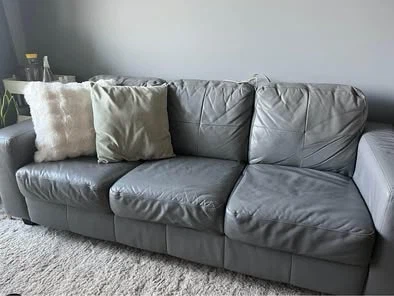 The Brick Leather Grey Sofa