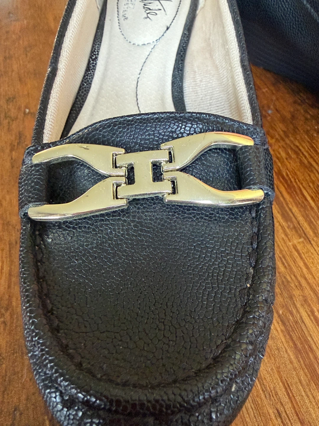 Life Stride Black Faux Leather Loafer Wedge Shoes - photo 2