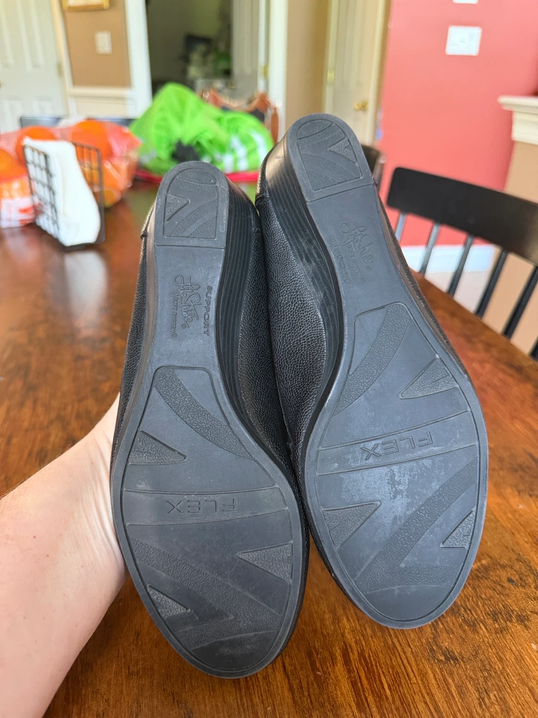 Life Stride Black Faux Leather Loafer Wedge Shoes - photo 5