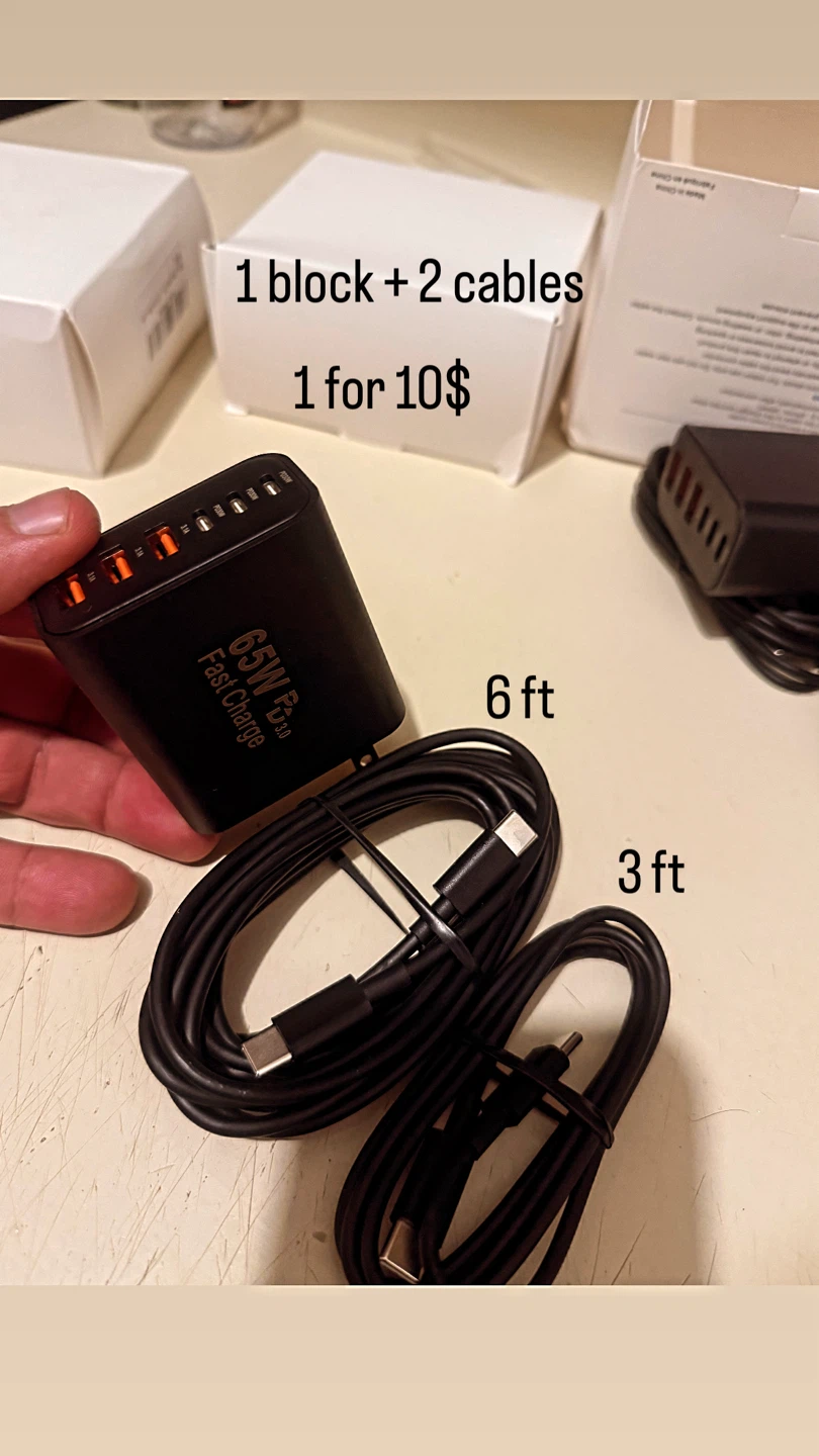 HALIHALL 65W USB C Charger Block with 2 Cables