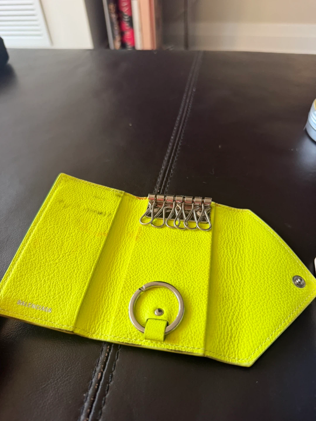 Balenciaga Neon Yellow Leather Key Pouch - photo 2