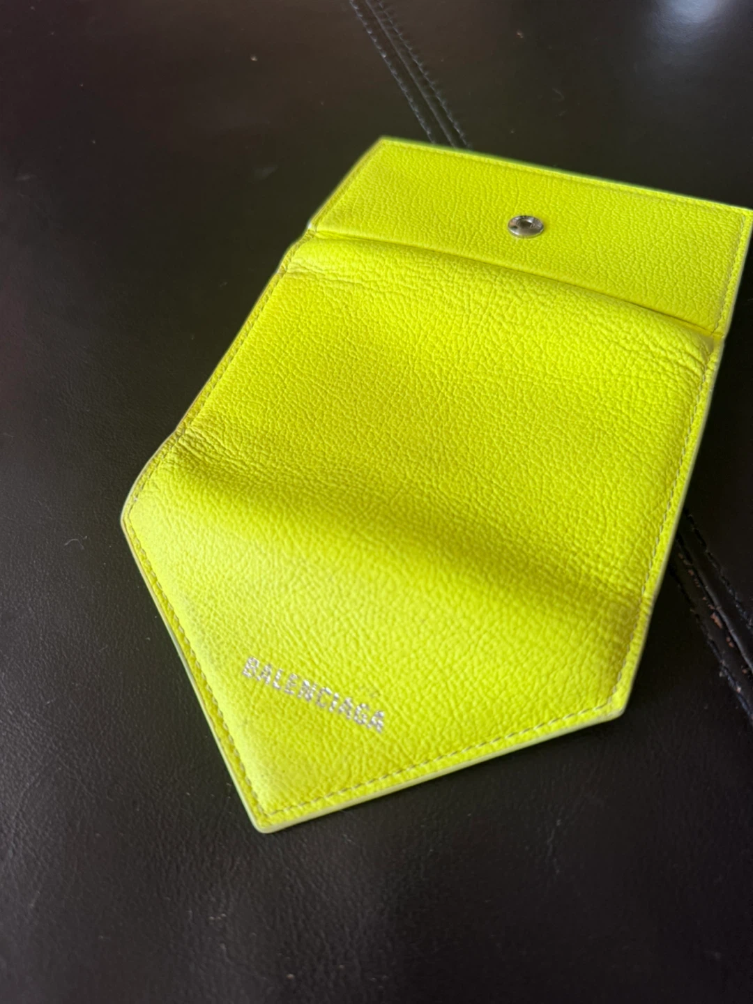 Balenciaga Neon Yellow Leather Key Pouch - photo 3
