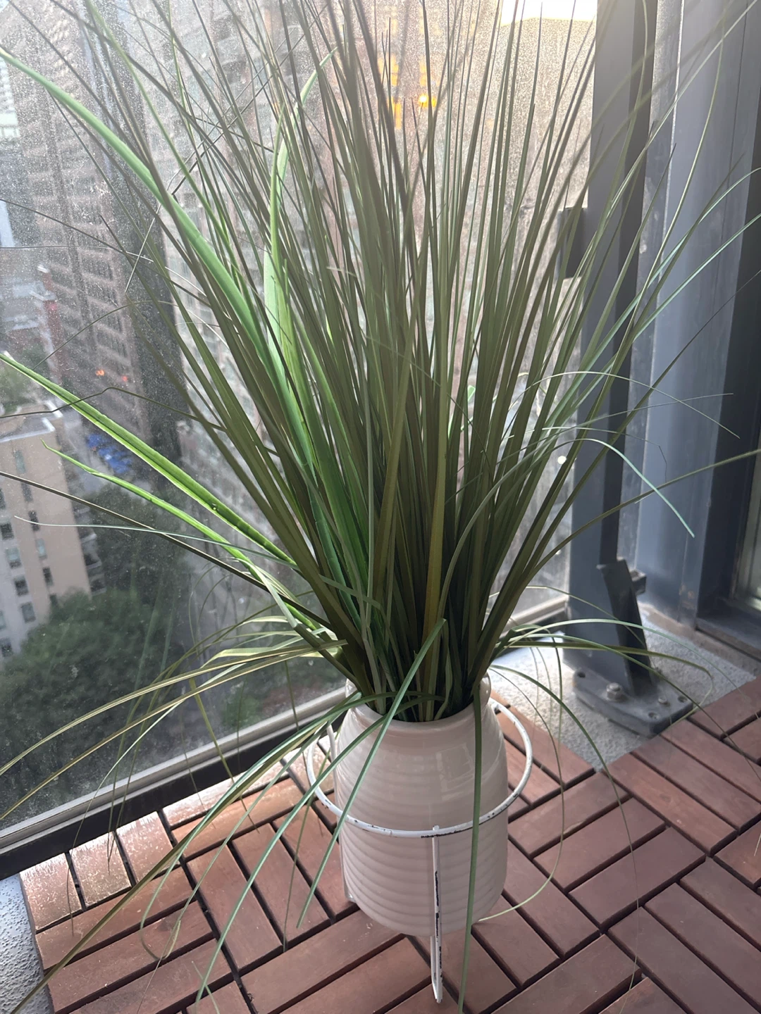 Artificial Grass Plant in Cream Pot with Stand