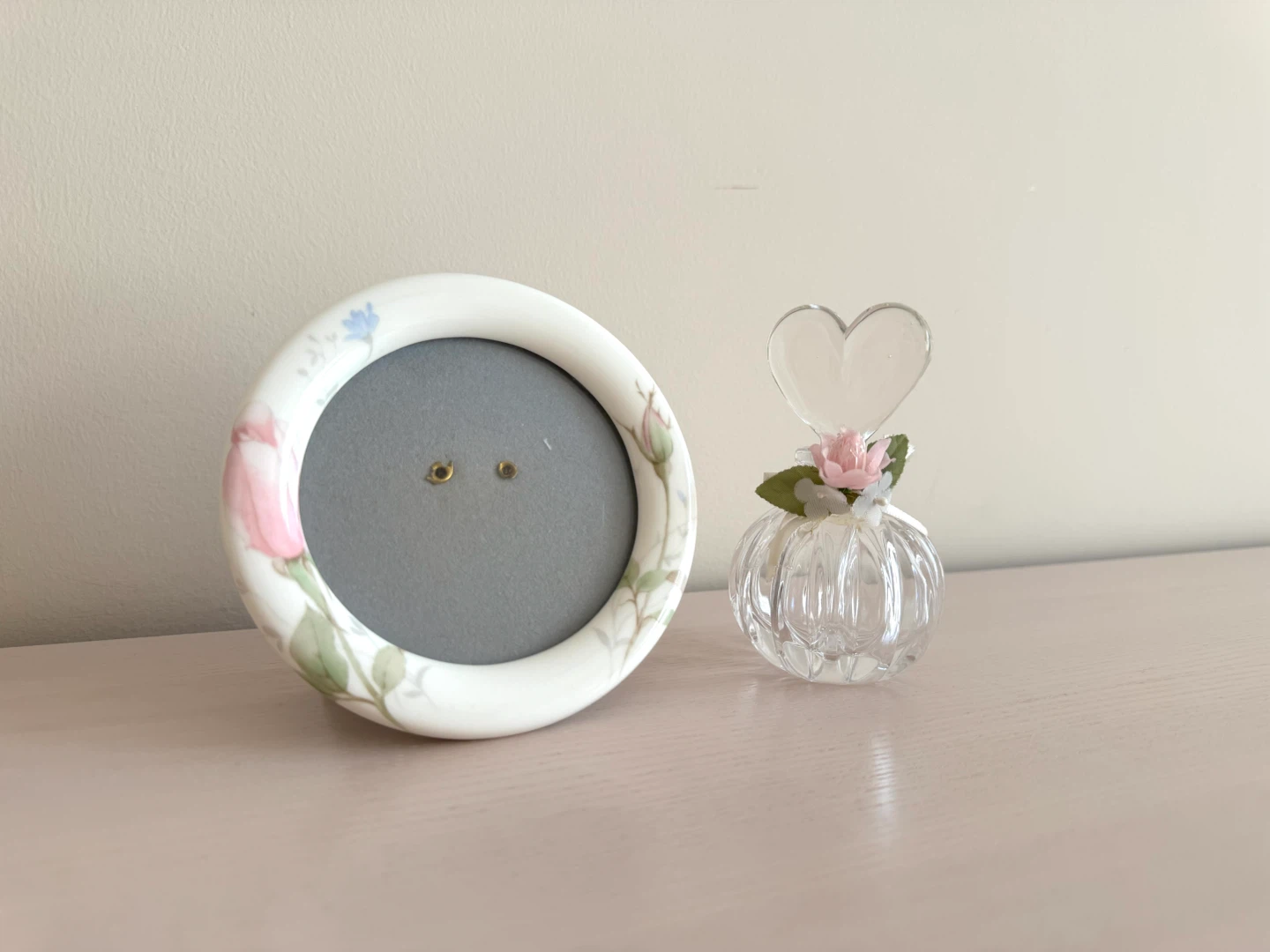 Vintage Mikasa Bone China Floral Photo Frame + Flower Bottle