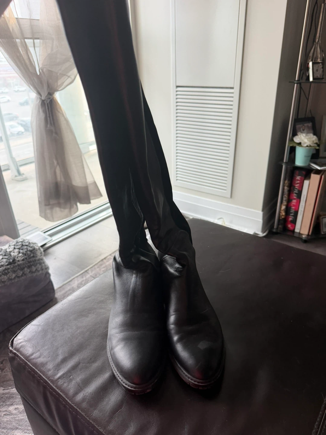 Stuart Weitzman city boot ; Black Leather Over-the-Knee Boots