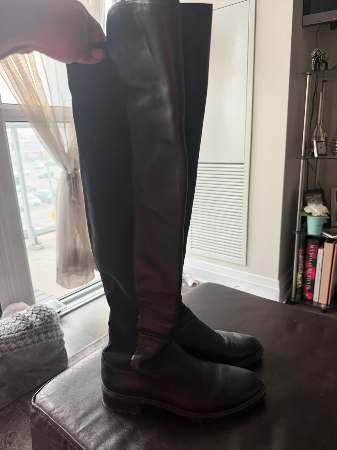 Stuart Weitzman city boot ; Black Leather Over-the-Knee Boots - photo 2