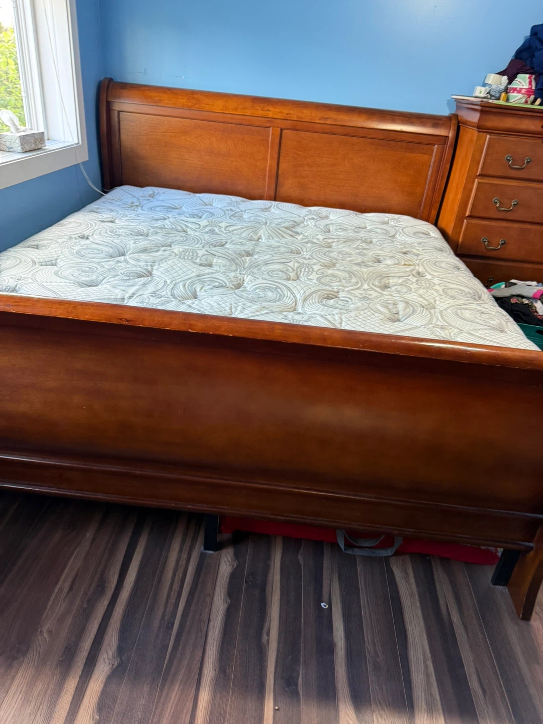 King Size Wooden Sleigh Bed Frame with Mattress - photo 4