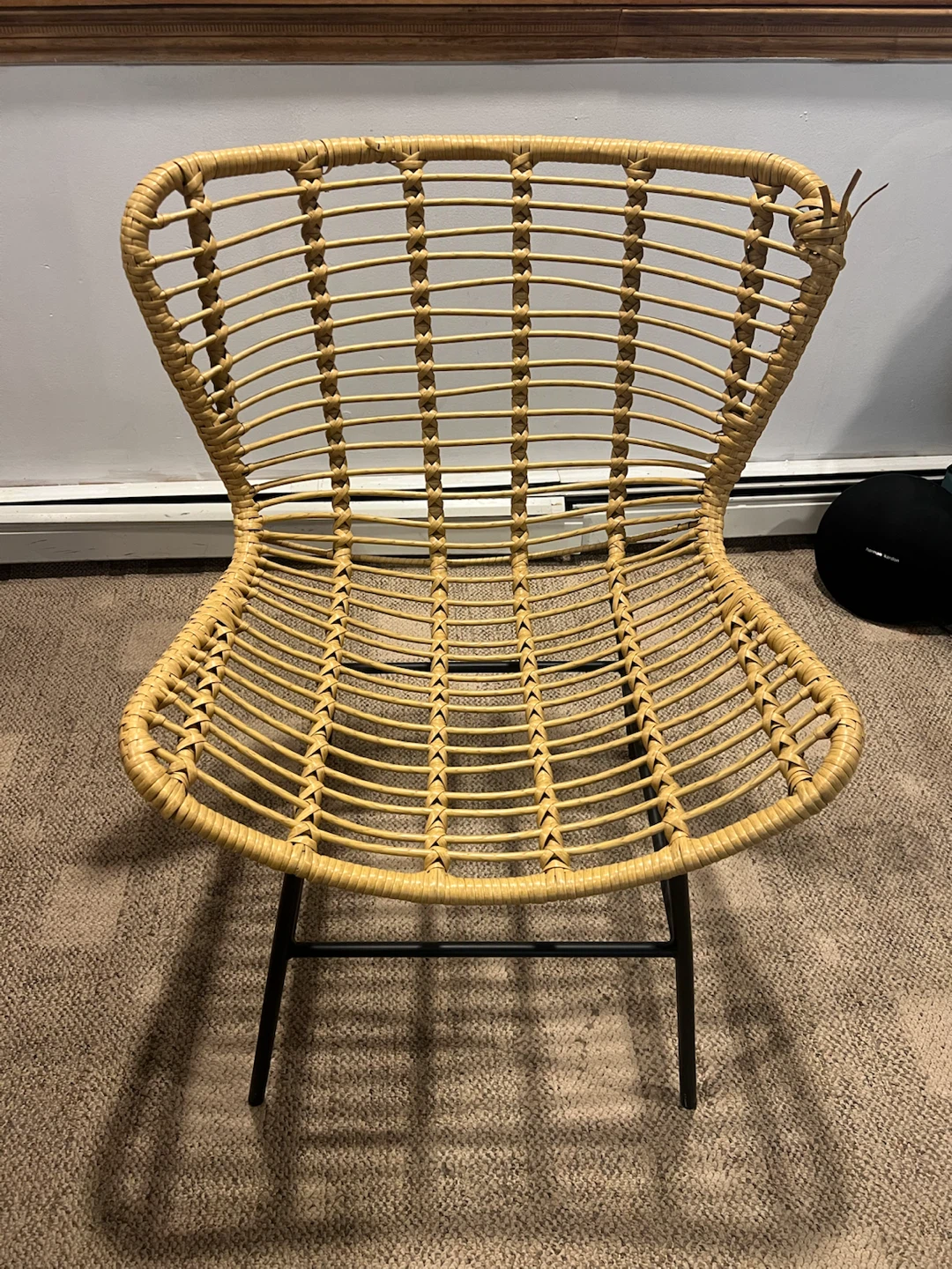 Woven Rattan Accent Chair with Metal Frame