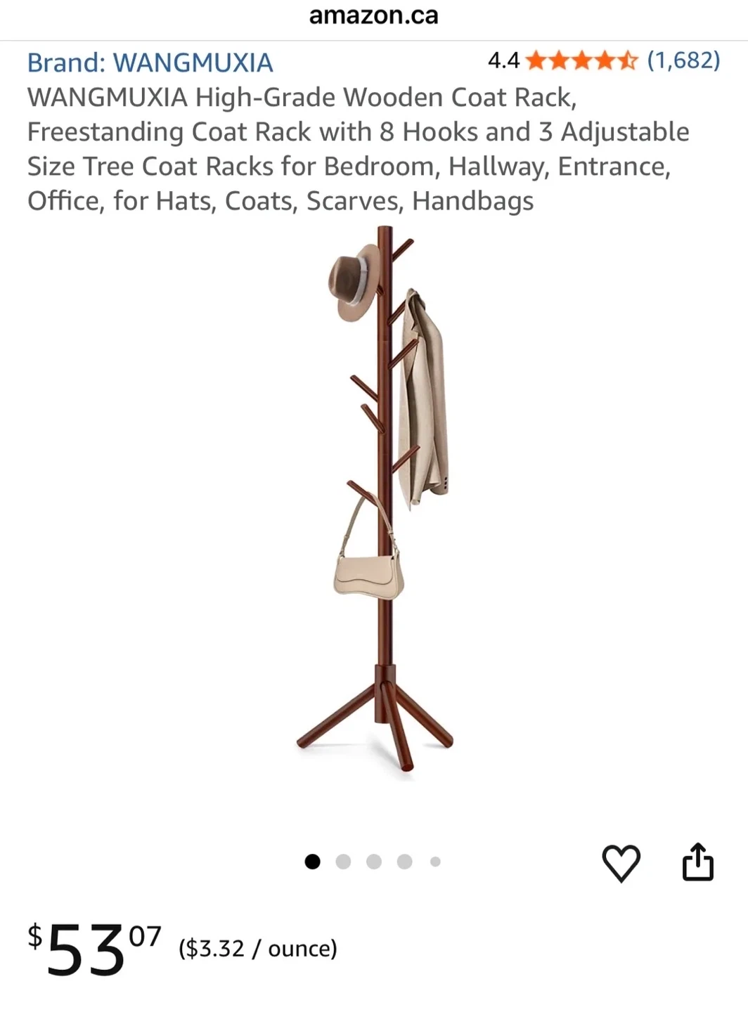 Wooden Coat Rack with 8 Hooks - photo 2