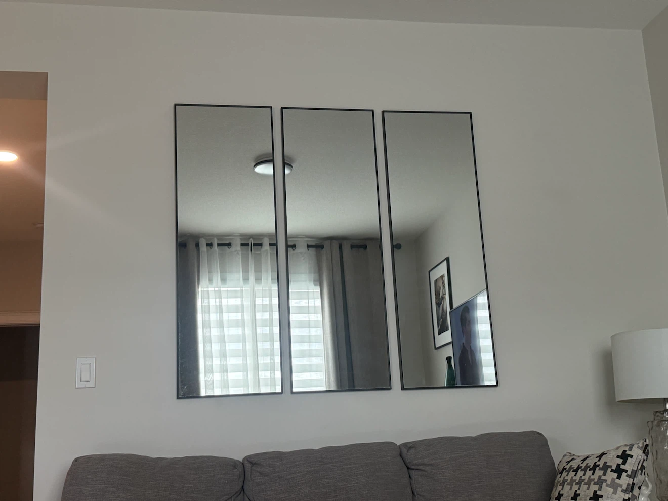 Set of 3 Black Framed Wall Mirrors
