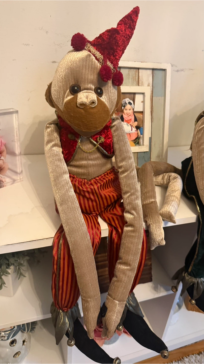 Vintage Large Jester Monkey Plush  decor set - photo 2