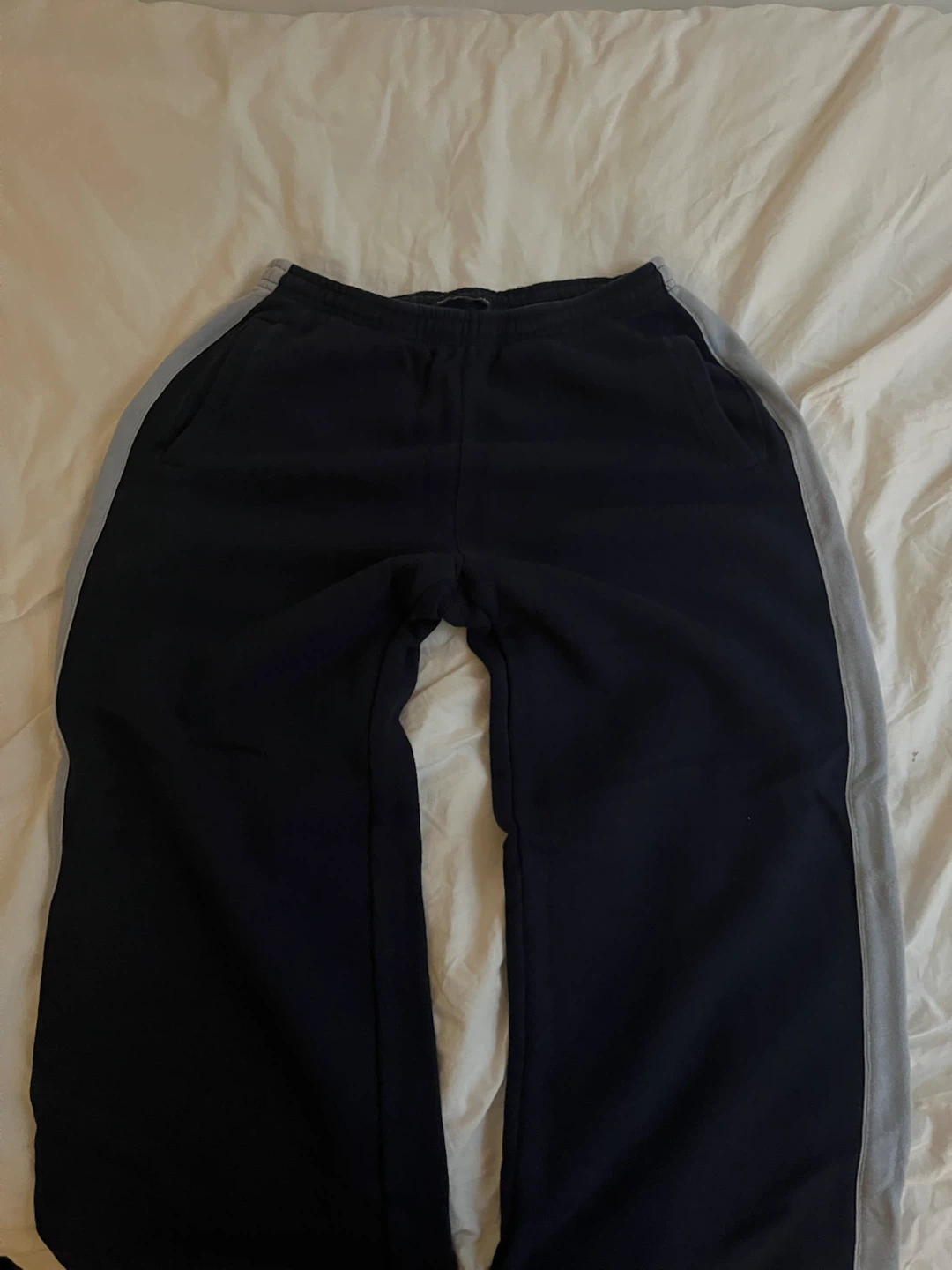 Brandy Melville Navy Sweatpants with Light Blue Stripes