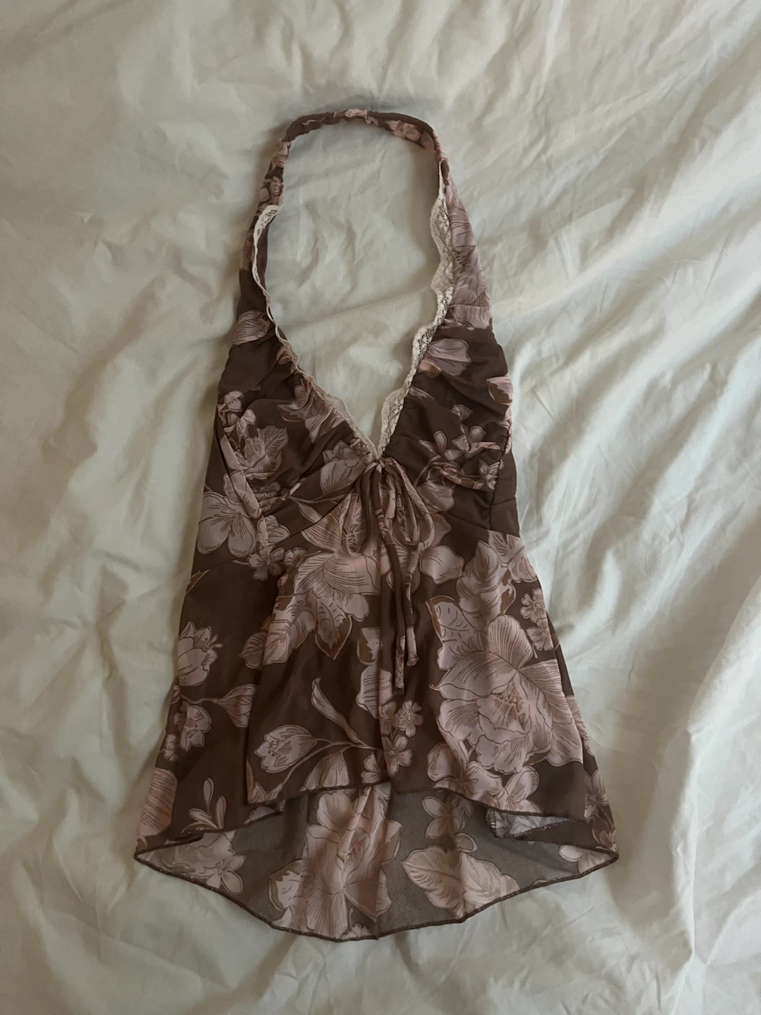Brown Floral Halter Top