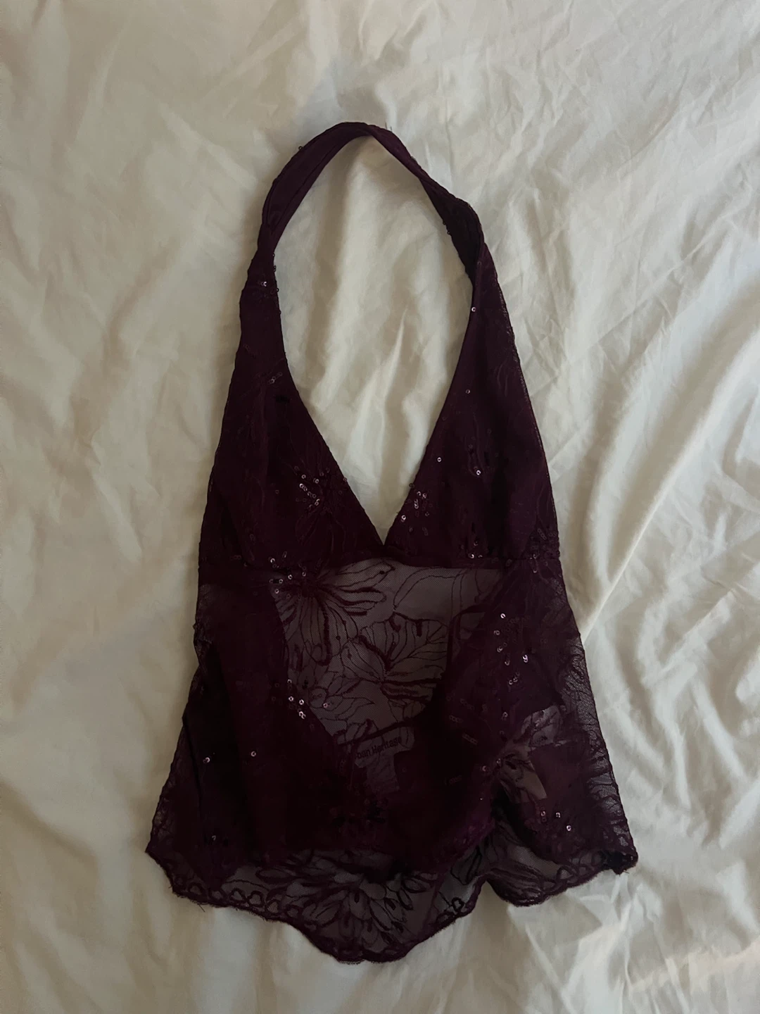 Maroon Lace Halter Top