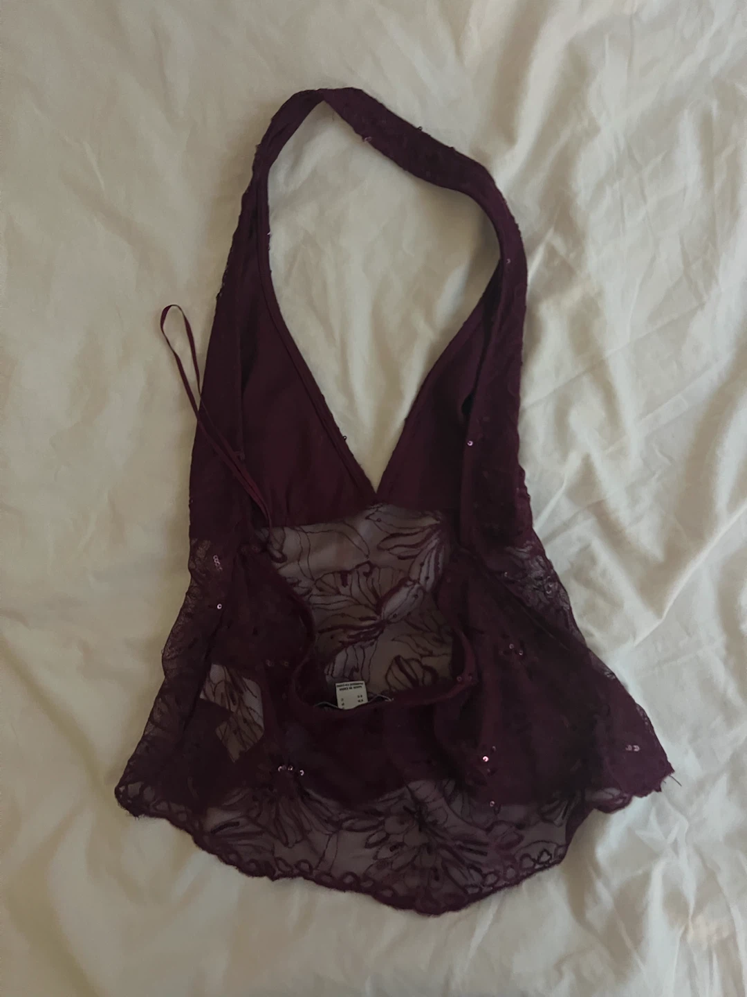 Maroon Lace Halter Top - photo 2
