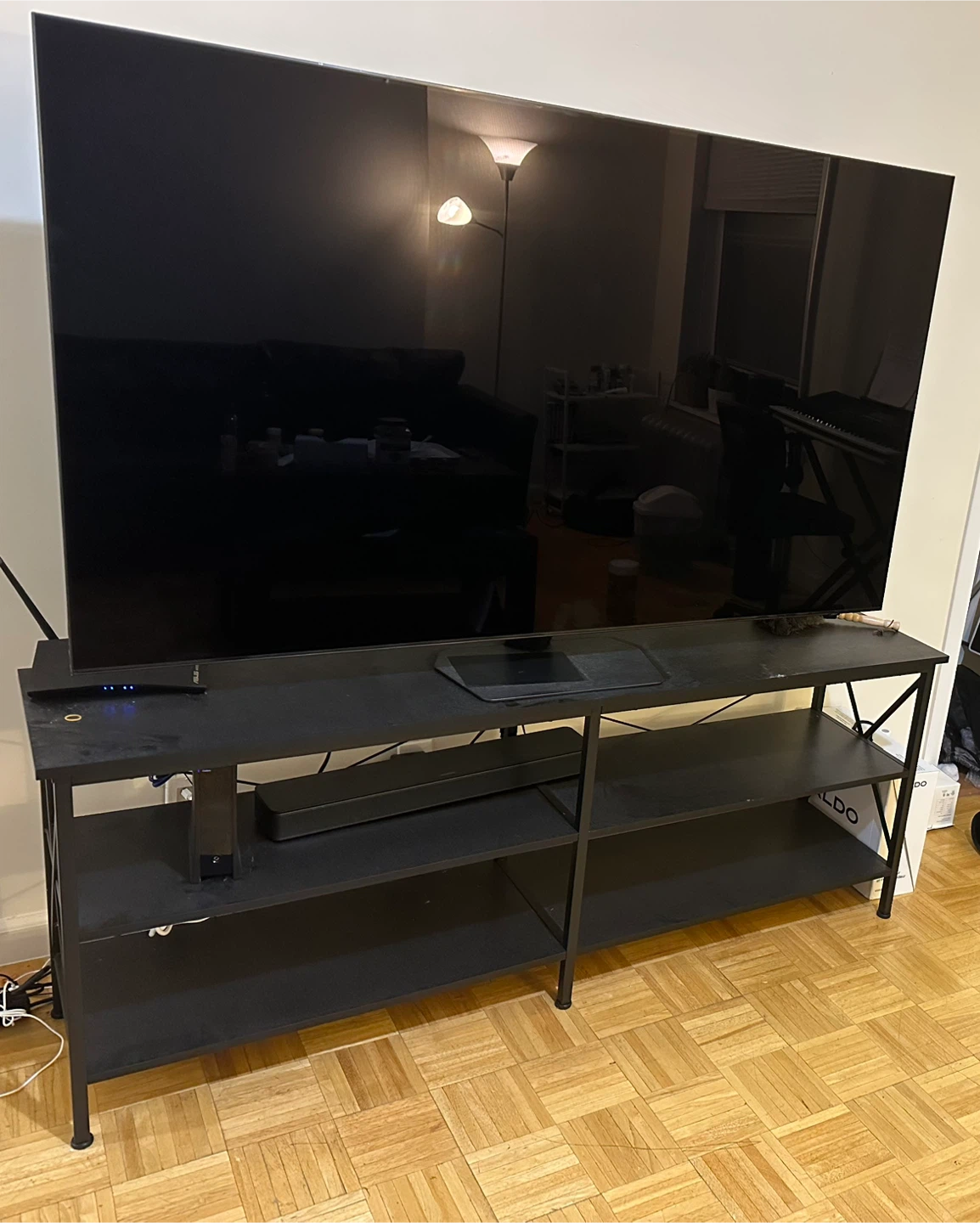 Black TV Stand with Shelves