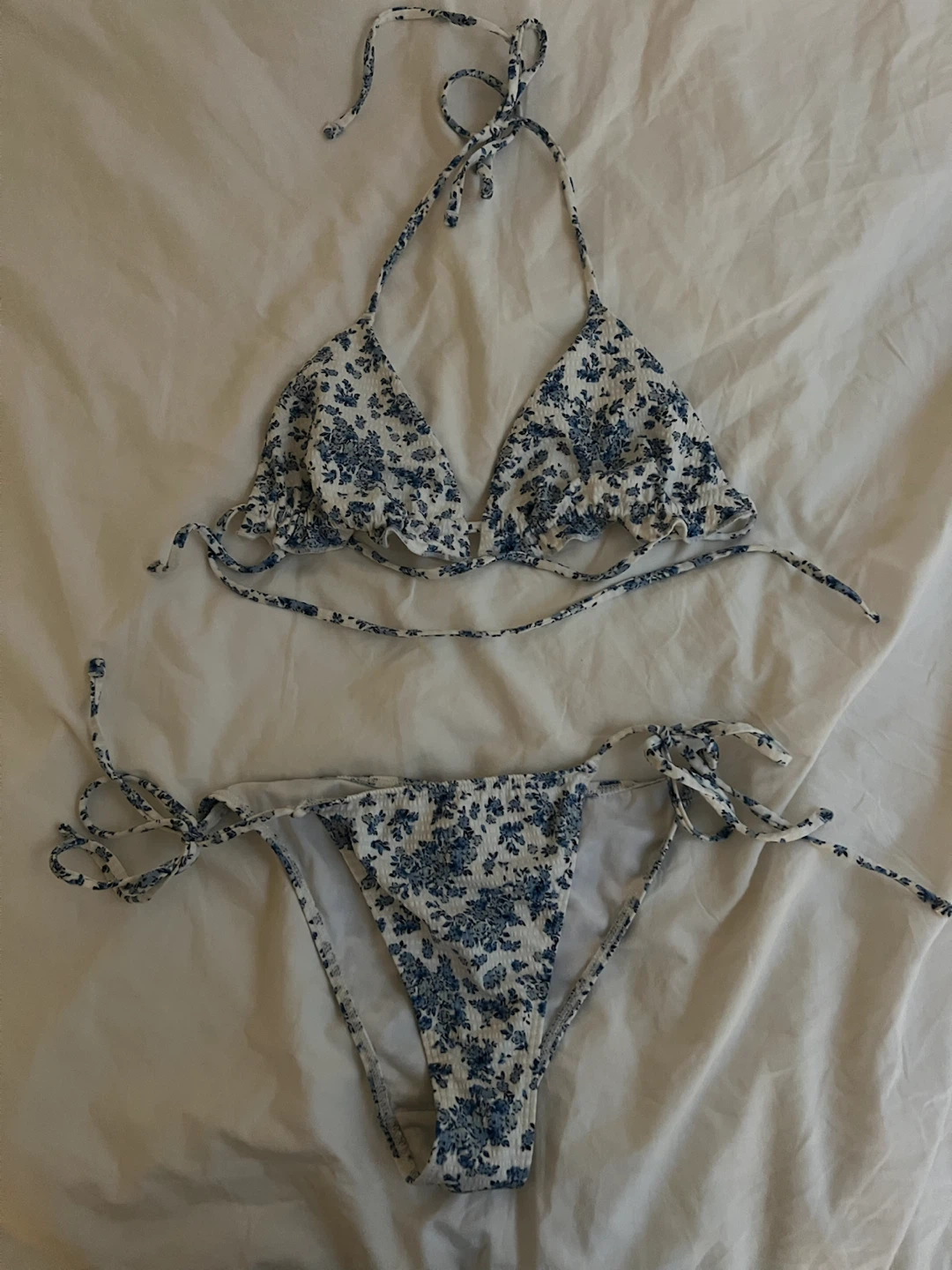 Garage Blue Floral Bikini Top & Bottoms