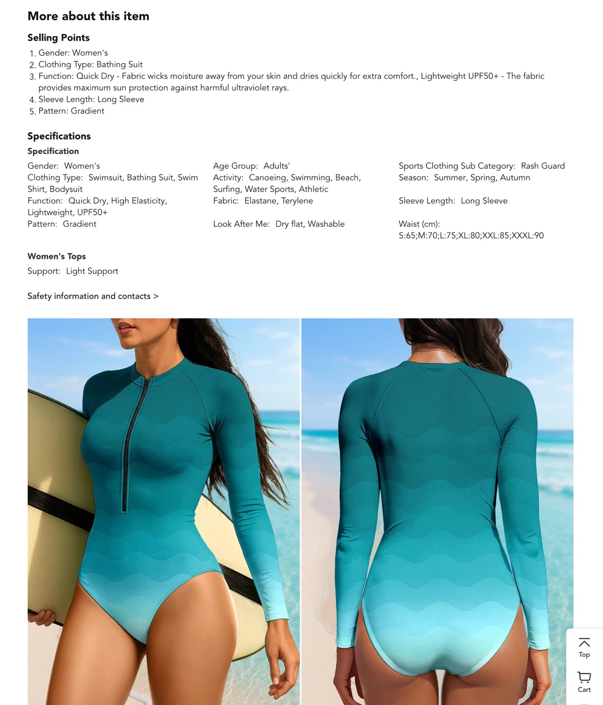 Women's Small Rash Guard- Long Sleeve Bodysuit - photo 4