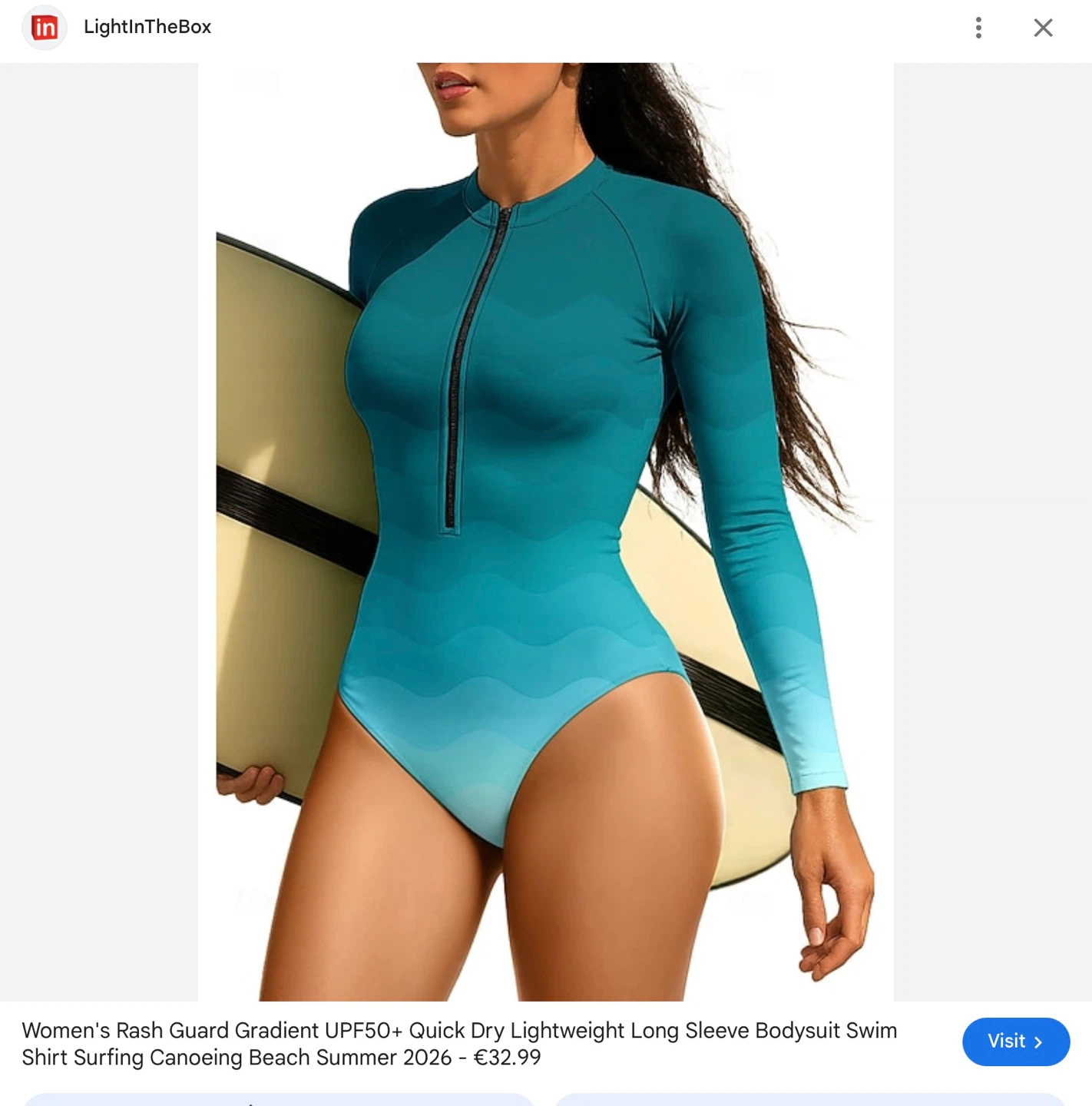 Women's Small Rash Guard- Long Sleeve Bodysuit