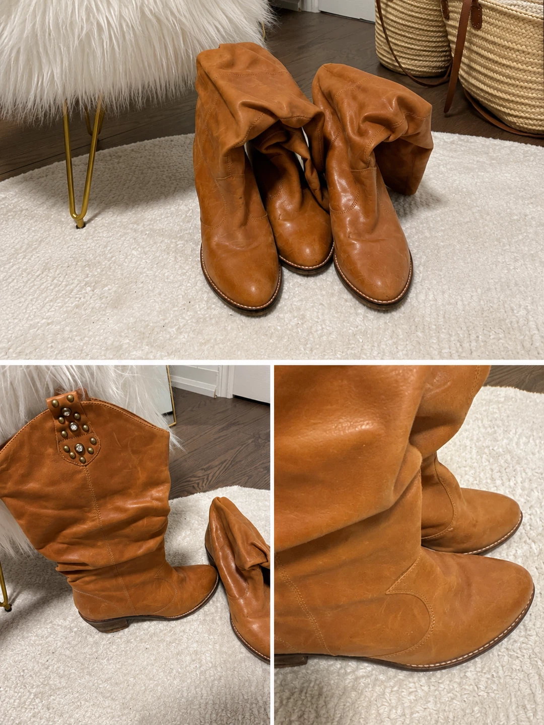 Brown Leather Slouch Boots