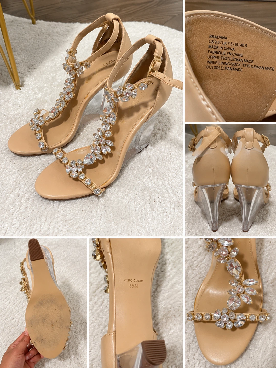 Bradana Embellished Wedge Sandals US 9.5