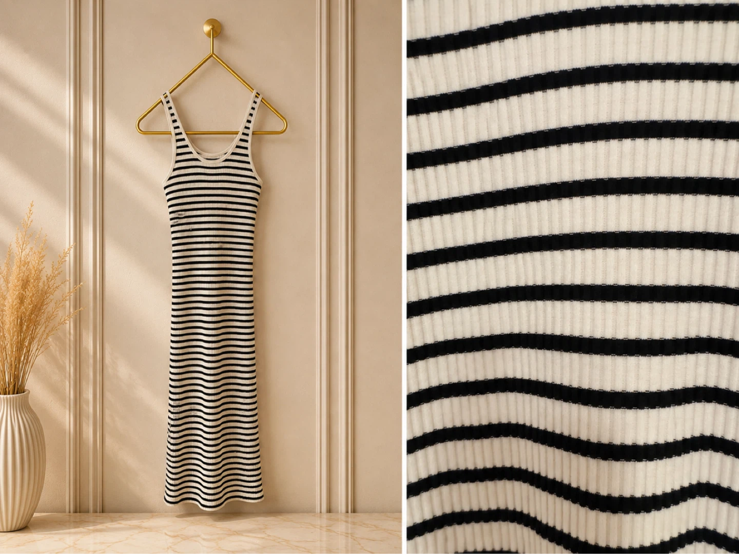 Striped Ribbed Tank Dress