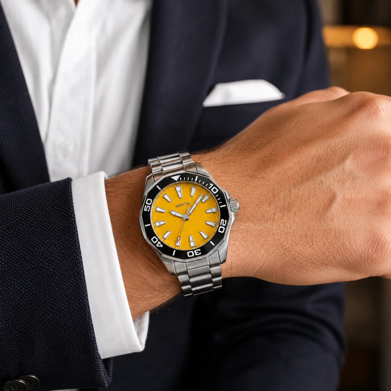 NEW Invicta Pro Diver Meridian 46mm Yellow Dial Watch Set - photo 3