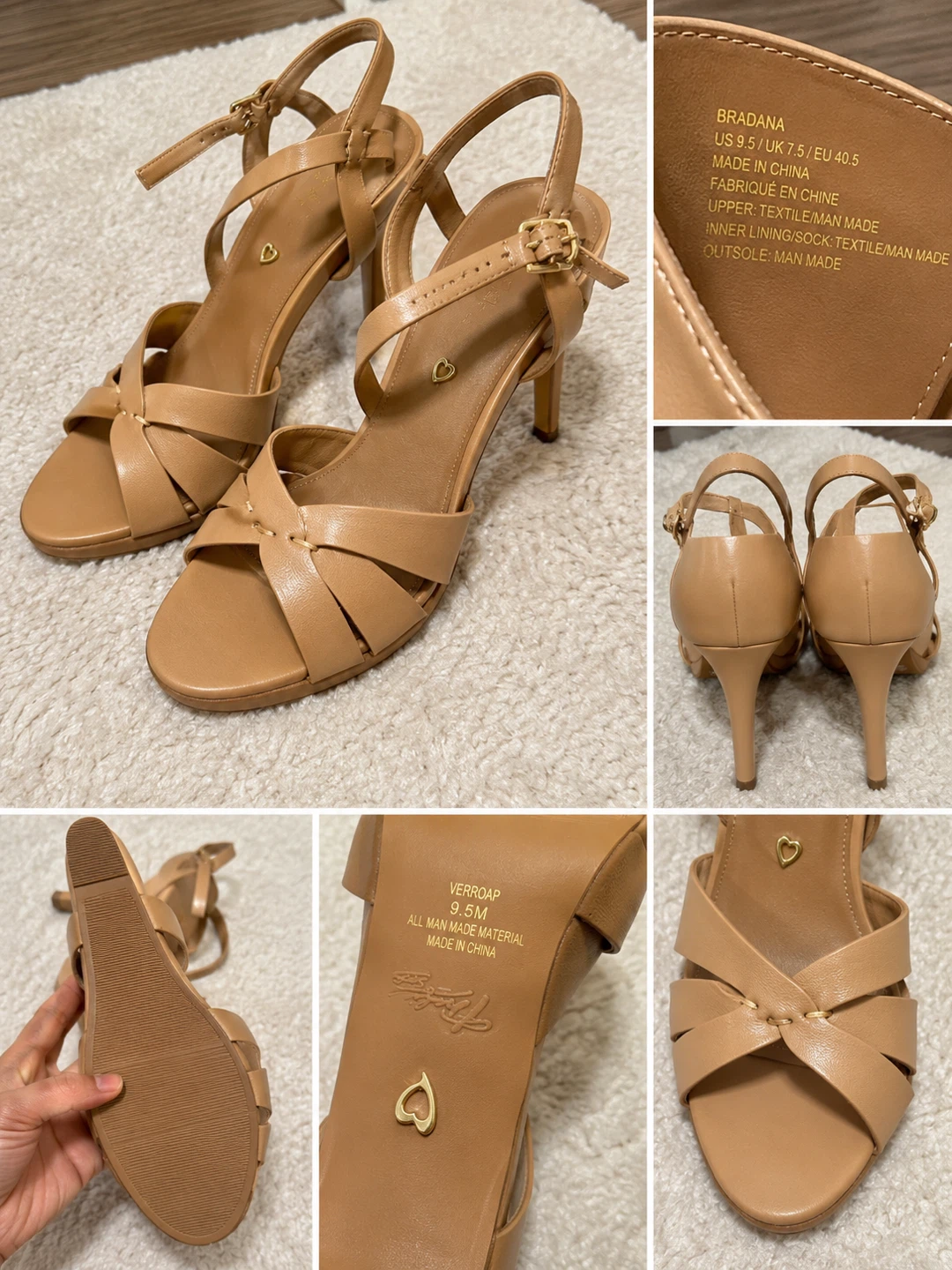 Bradana Tan Heeled Sandals Size 9.5