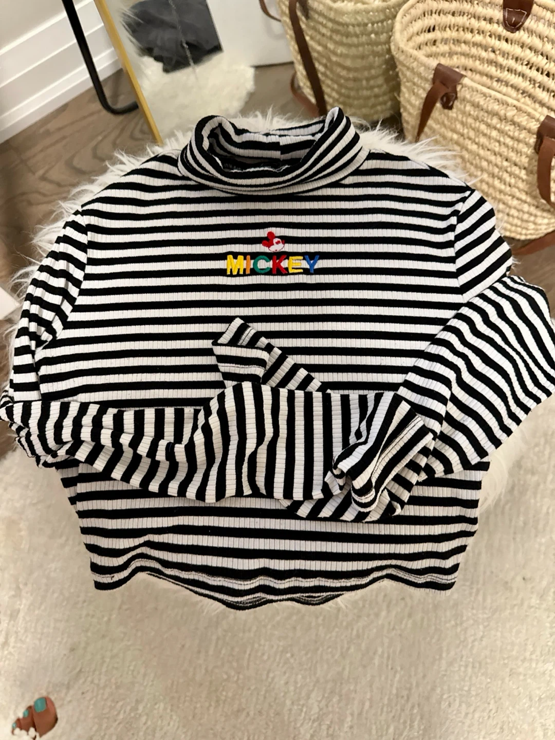 Mickey Mouse Striped Turtleneck Top